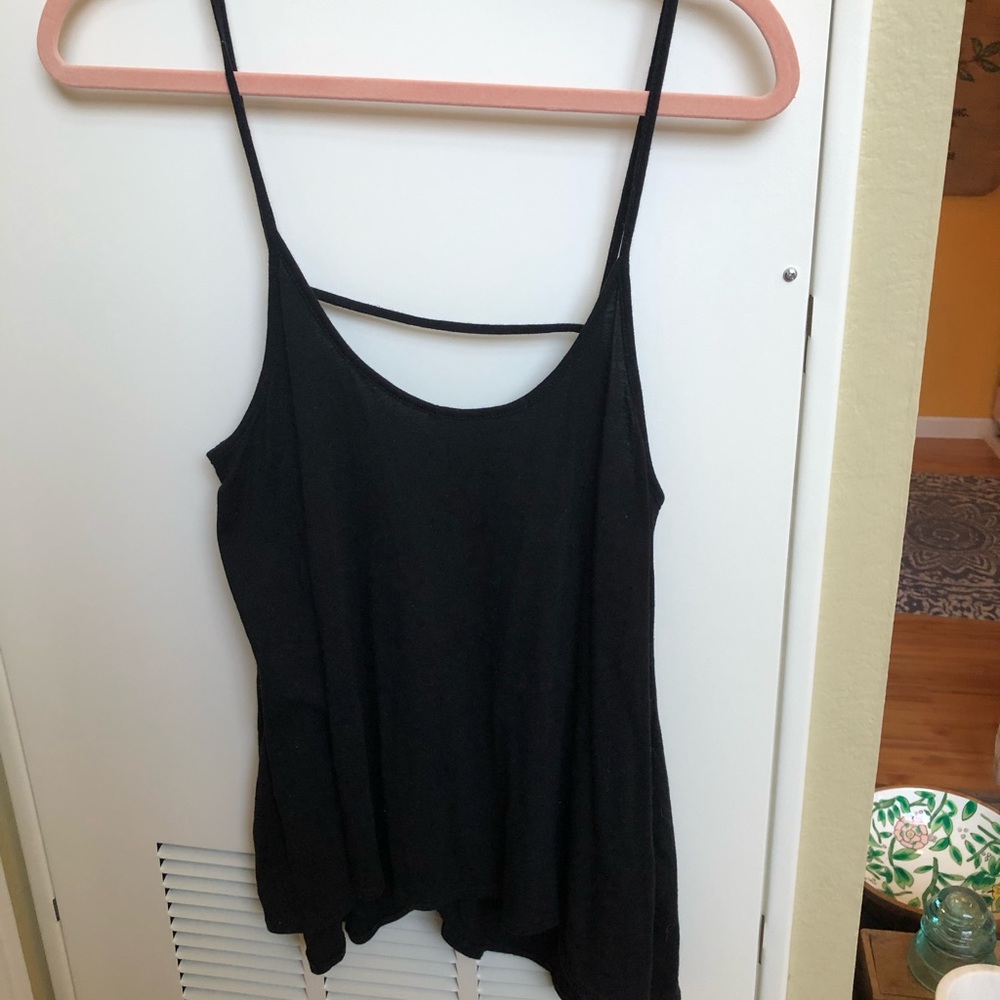 35MM brand black open back tank top